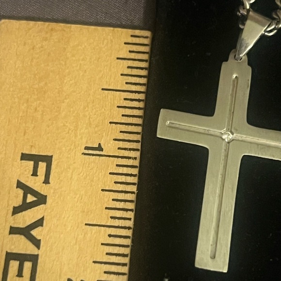 Stainless Steel Diamond Cross Necklace, excellent condition - Picture 6 of 6